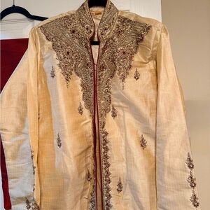Pakistani Indian Men's Raw Silk Sherwani Kurta with pajama